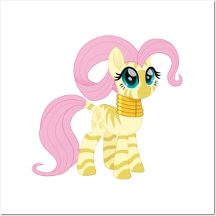 Fluttershy zebra Posters and Art